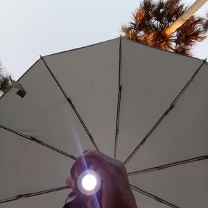 Compact umbrella with flashlight built-in